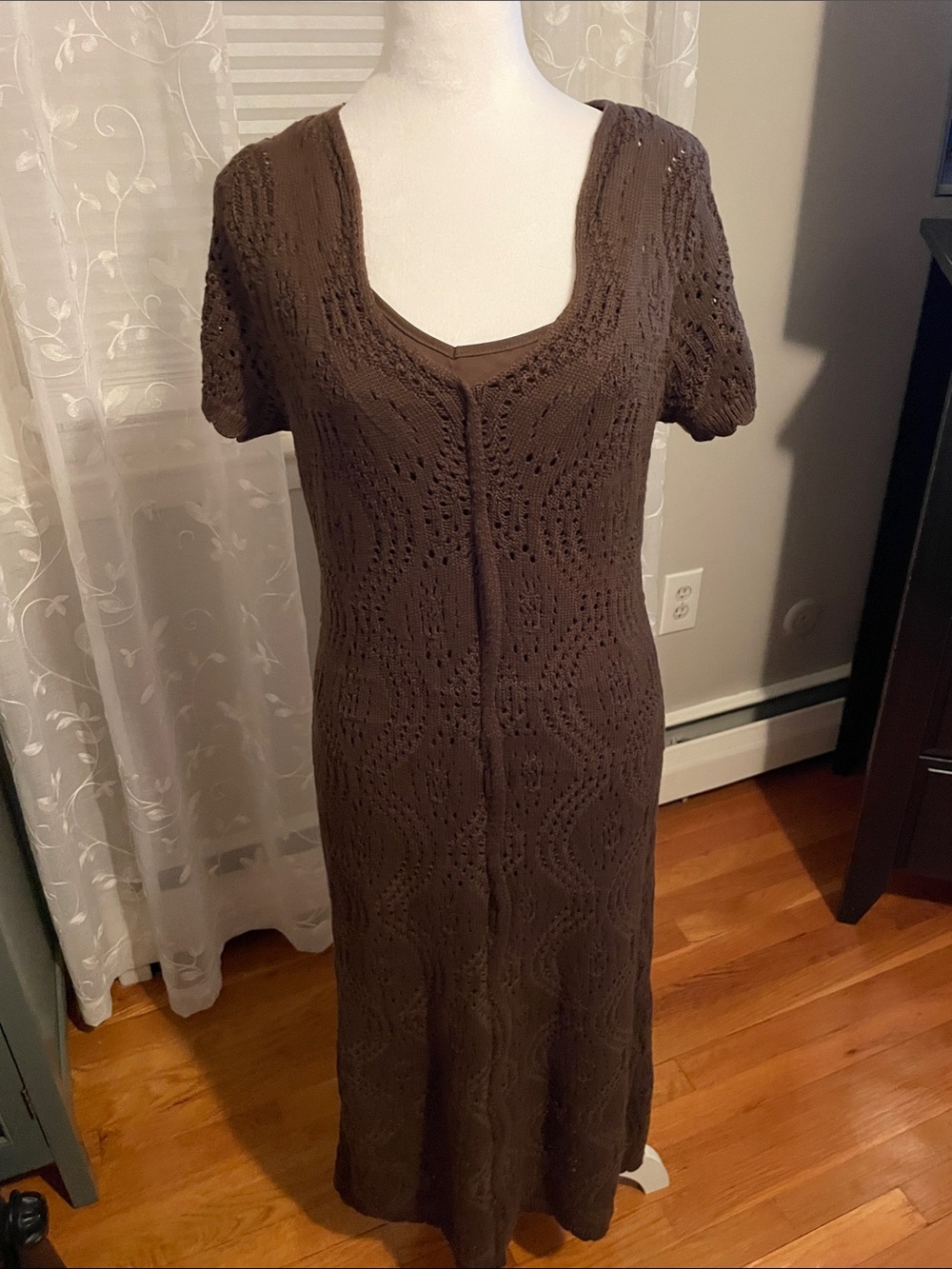 Universal Thread Chocolate Brown Crochet Maxi Dress